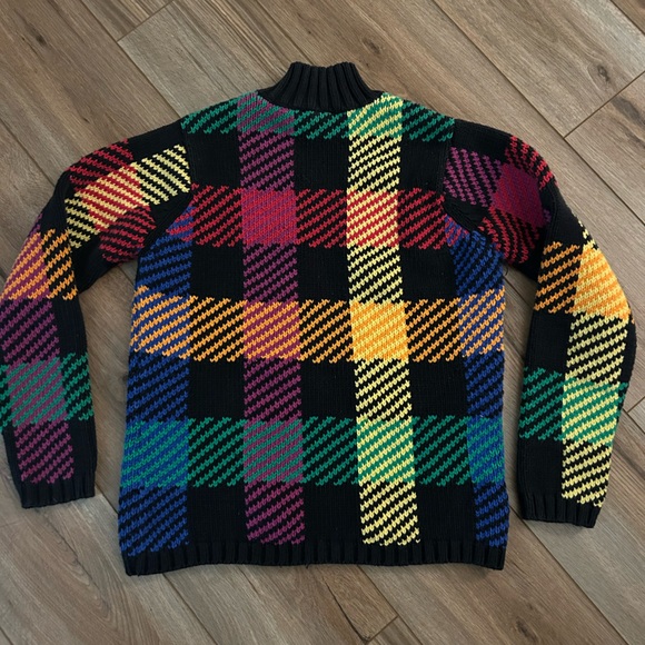Vintage Sweaters - Vintage David Brooks Color Block Turtle Neck Sweater Size Medium Retro 80s